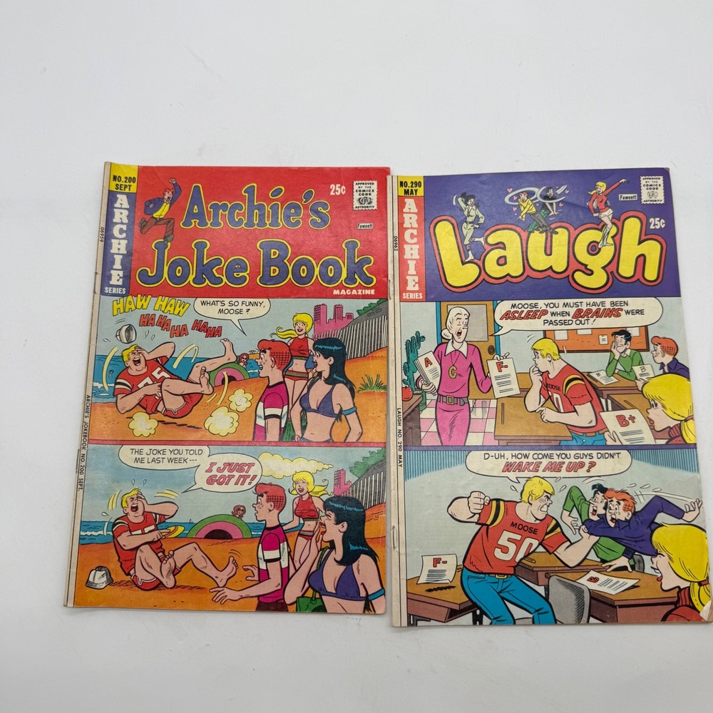 Vintage Archie Comics Lot Joke Book No 200 & Laugh No 290 Bronze Age 1972 1975